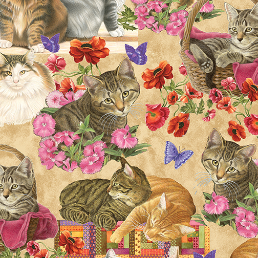 Cats N Quilts allover creme