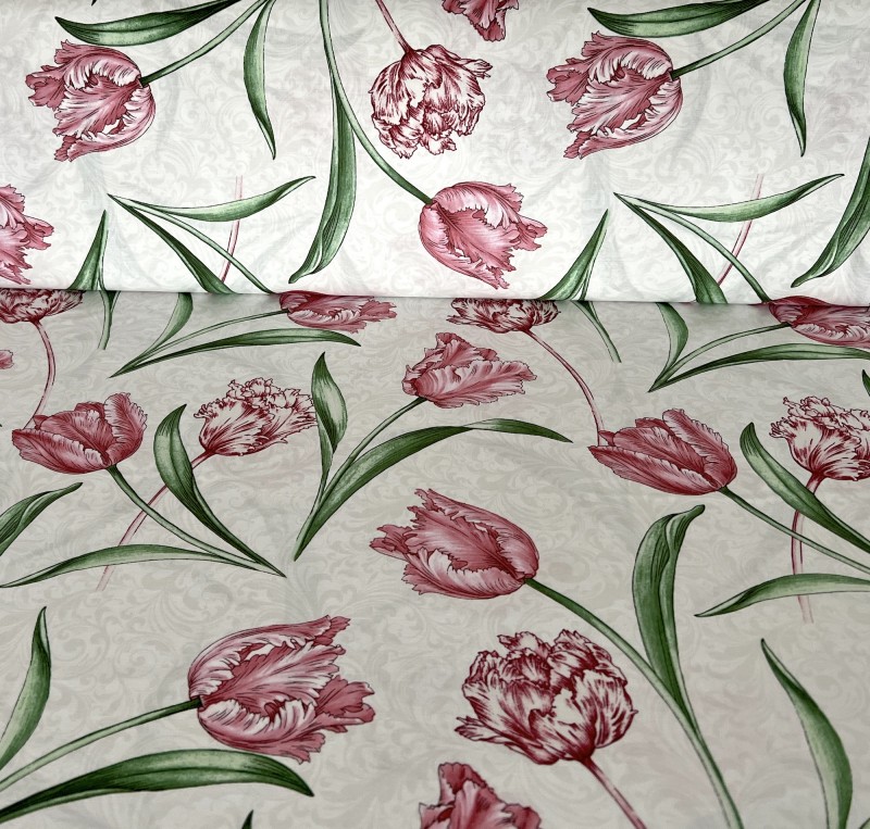 Etched Tulips creme - 1 Stück = 3,20 Meter