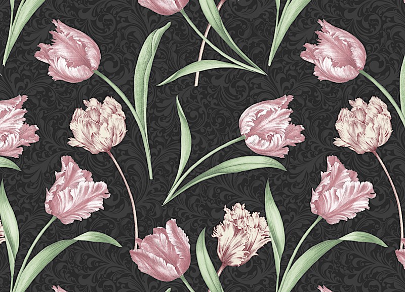 Etched Tulips schwarz - 1 Stück = 2,20 Meter