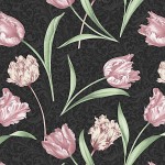 Etched Tulips schwarz - 1 Stück = 2,20 Meter