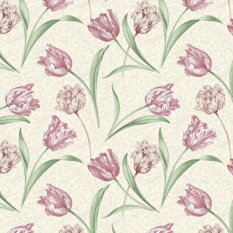 Etched Tulips creme - 1 Stück = 3,20 Meter