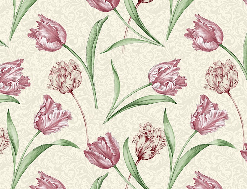 Etched Tulips creme - 1 Stück = 3,20 Meter