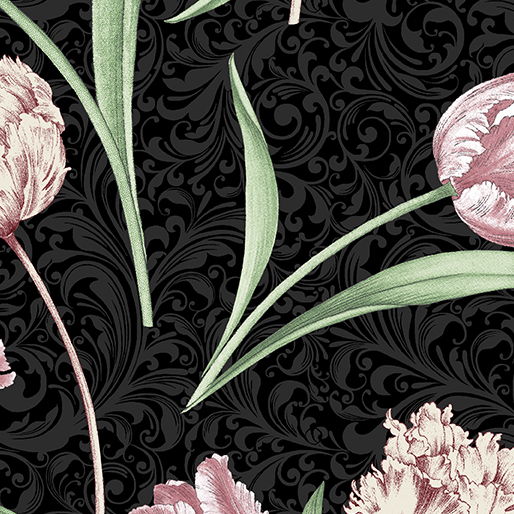 Etched Tulips schwarz - 1 Stück = 2,20 Meter