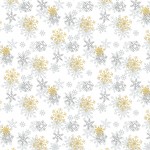 Schneeflocken gold und silber auf weiß