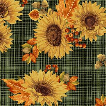 Sunflower Plaid green Autumn